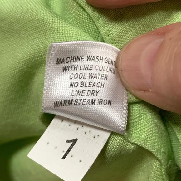 Lime green linen button down top / jacket with arm tie detail size XL - Picture 4 of 6